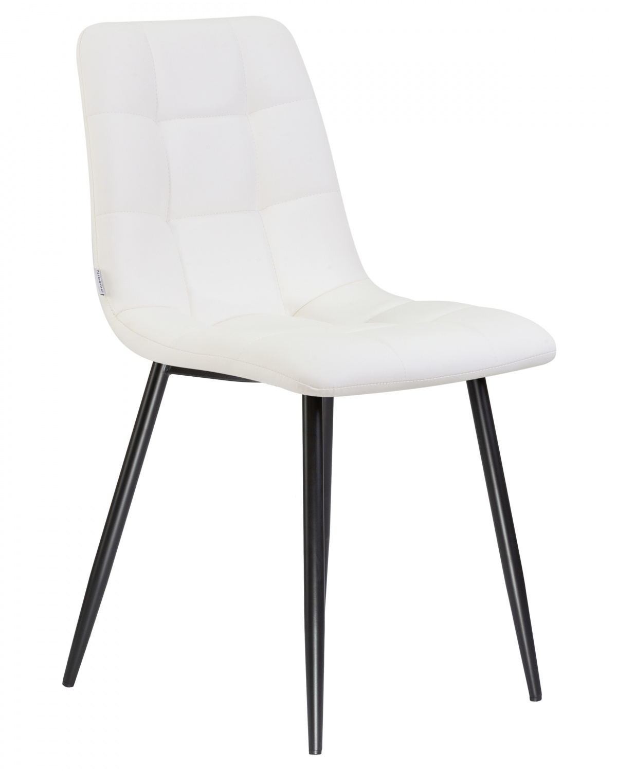 Стул обеденный DOBRIN ALEX, черные матовые ножки, белая экокожа (P-02)
