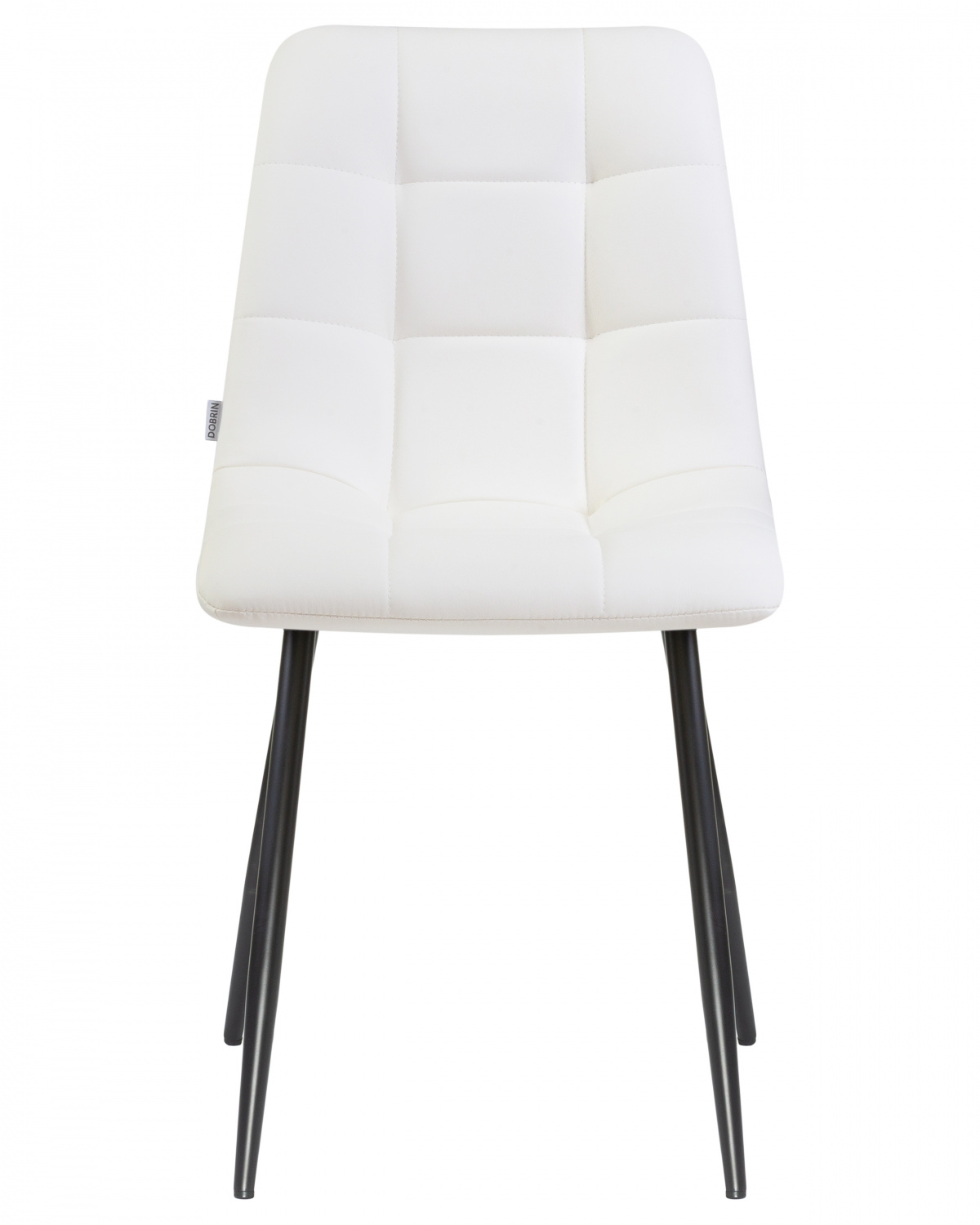 Стул обеденный DOBRIN ALEX, черные матовые ножки, белая экокожа (P-02)