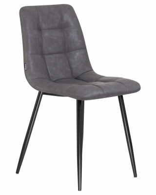 Стул обеденный DOBRIN ALEX, черные матовые ножки, серая антрацитовая винтажная экокожа (RU-08)