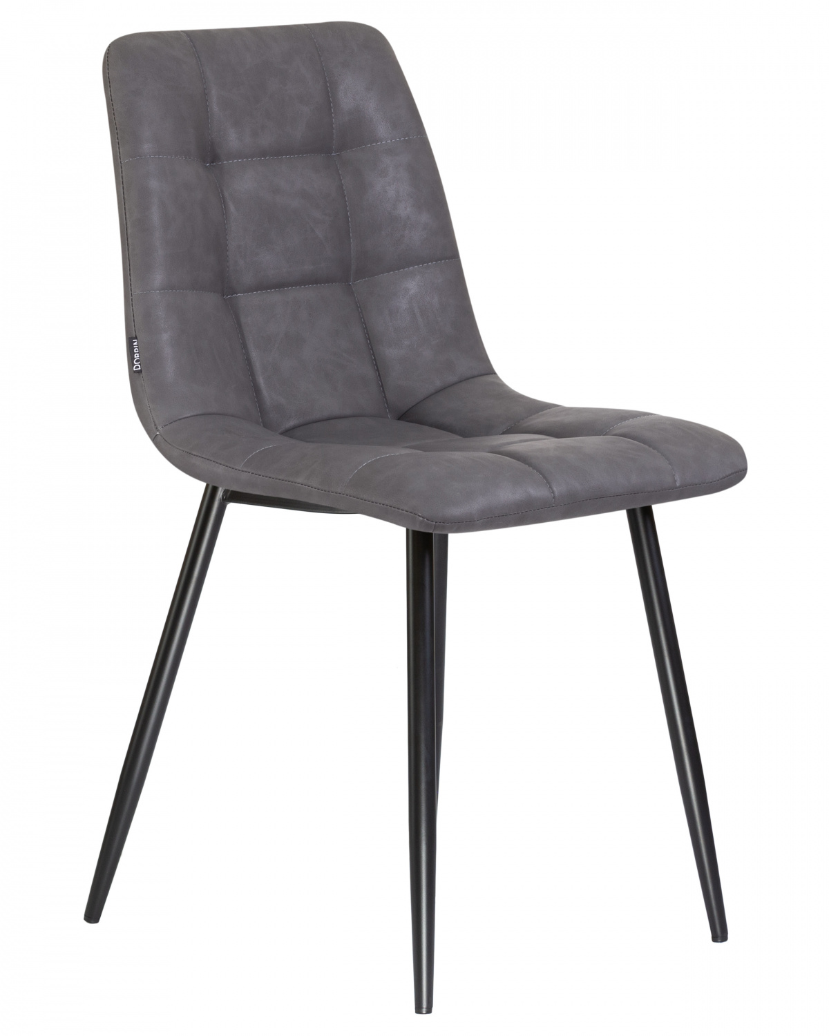 Стул обеденный DOBRIN ALEX, черные матовые ножки, серая антрацитовая винтажная экокожа (RU-08)