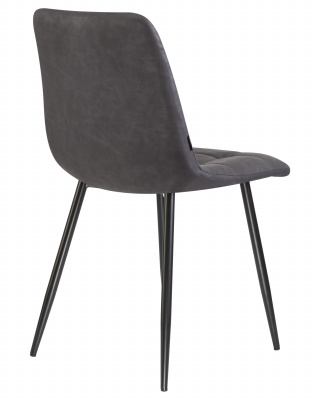 Стул обеденный DOBRIN ALEX, черные матовые ножки, серая антрацитовая винтажная экокожа (RU-08)