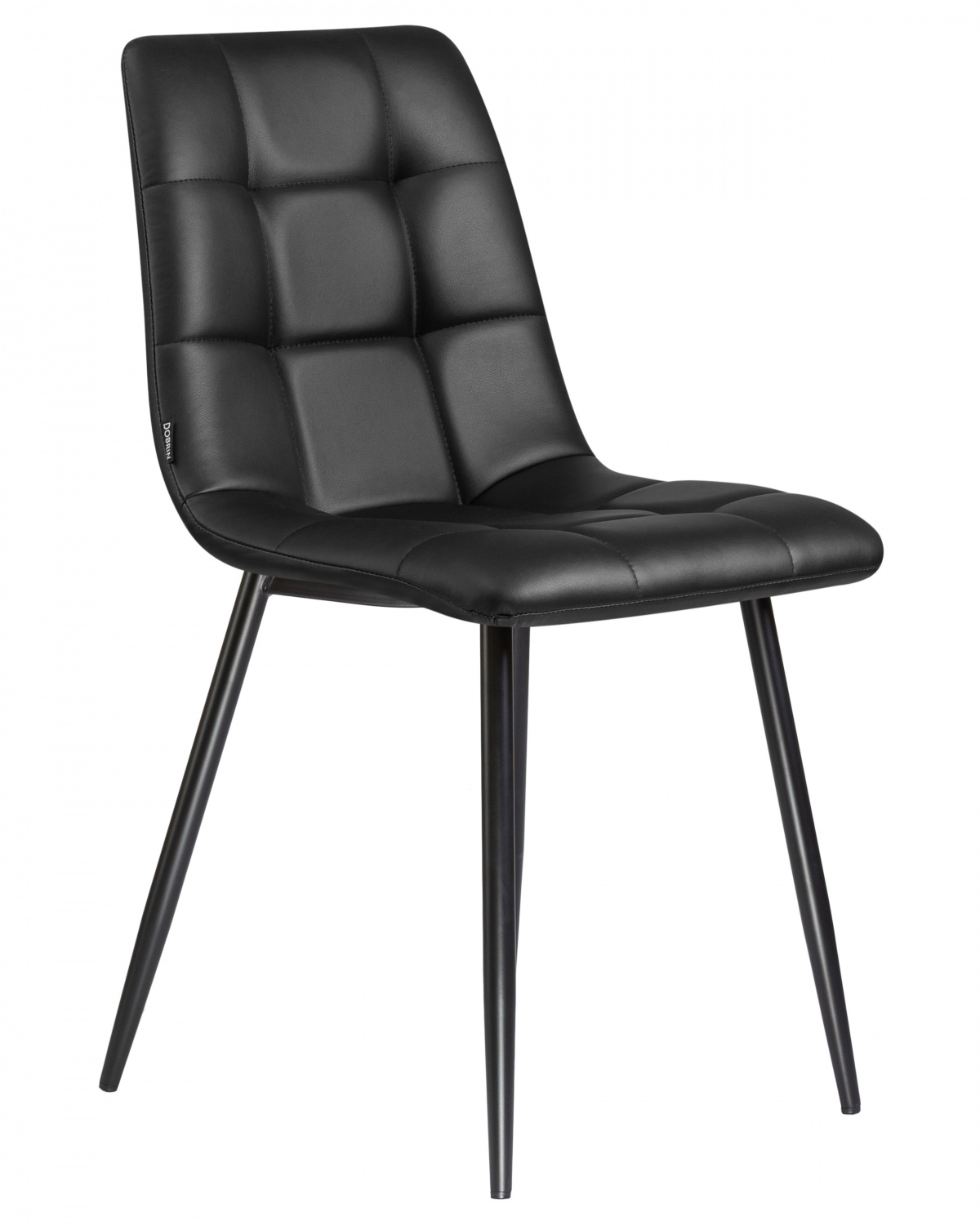 Стул обеденный DOBRIN ALEX, черные матовые ножки, чёрная экокожа (P-01)