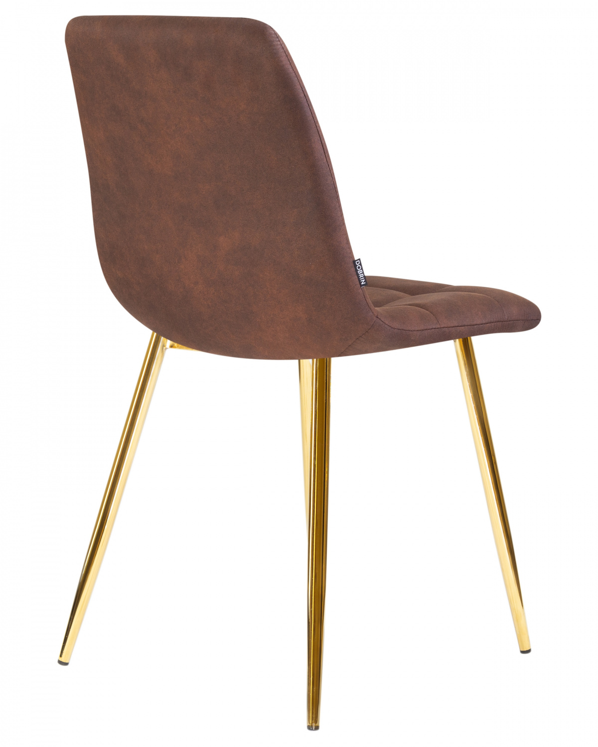 Стул обеденный DOBRIN ALEX, золотые ножки, коричневая микрофибра (PK-03)