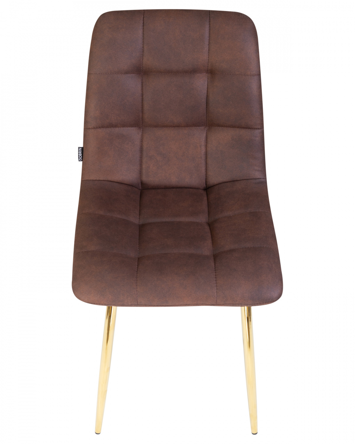 Стул обеденный DOBRIN ALEX, золотые ножки, коричневая микрофибра (PK-03)