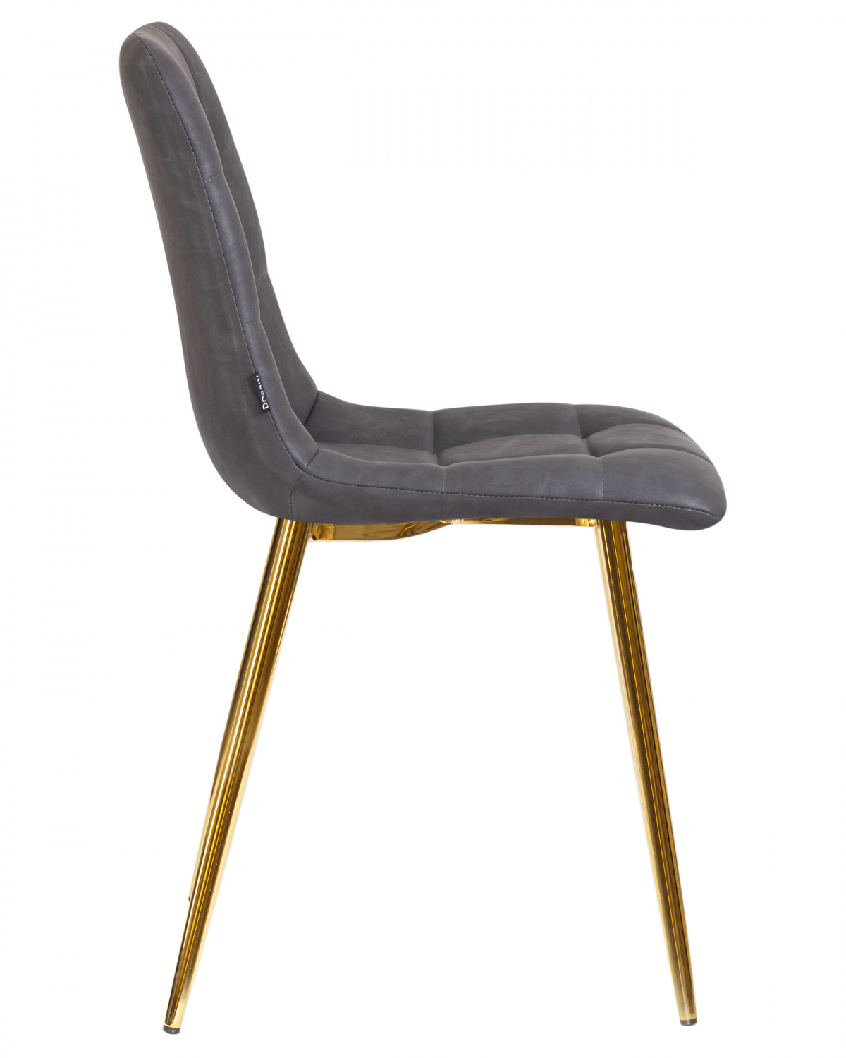 Стул обеденный DOBRIN ALEX, золотые ножки, серая антрацитовая винтажная экокожа (RU-08)