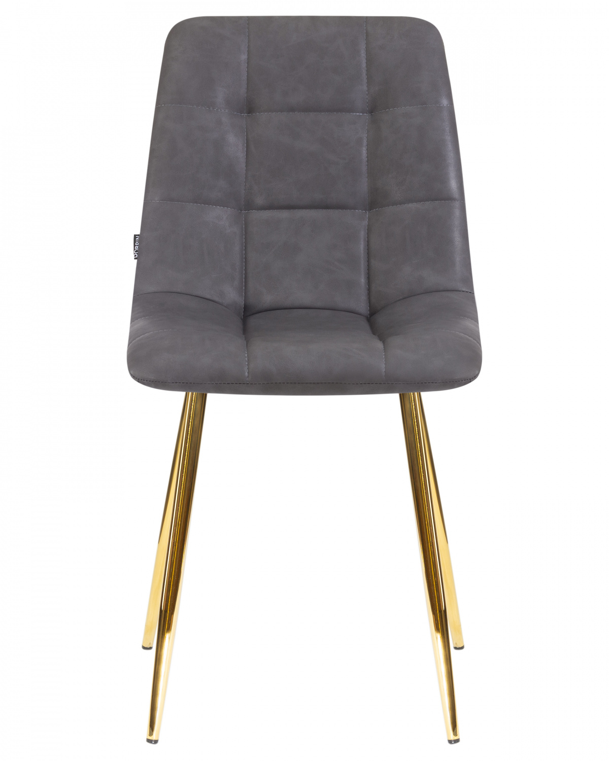 Стул обеденный DOBRIN ALEX, золотые ножки, серая антрацитовая винтажная экокожа (RU-08)