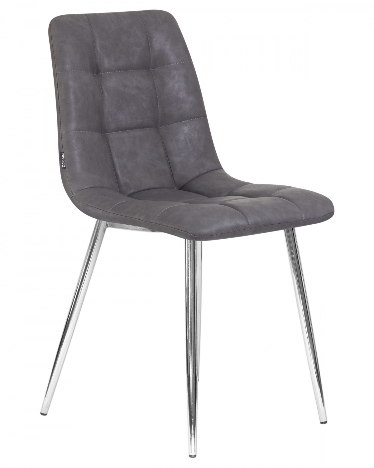 Стул обеденный DOBRIN ALEX, хром ножки, серая антрацитовая винтажная экокожа (RU-08)