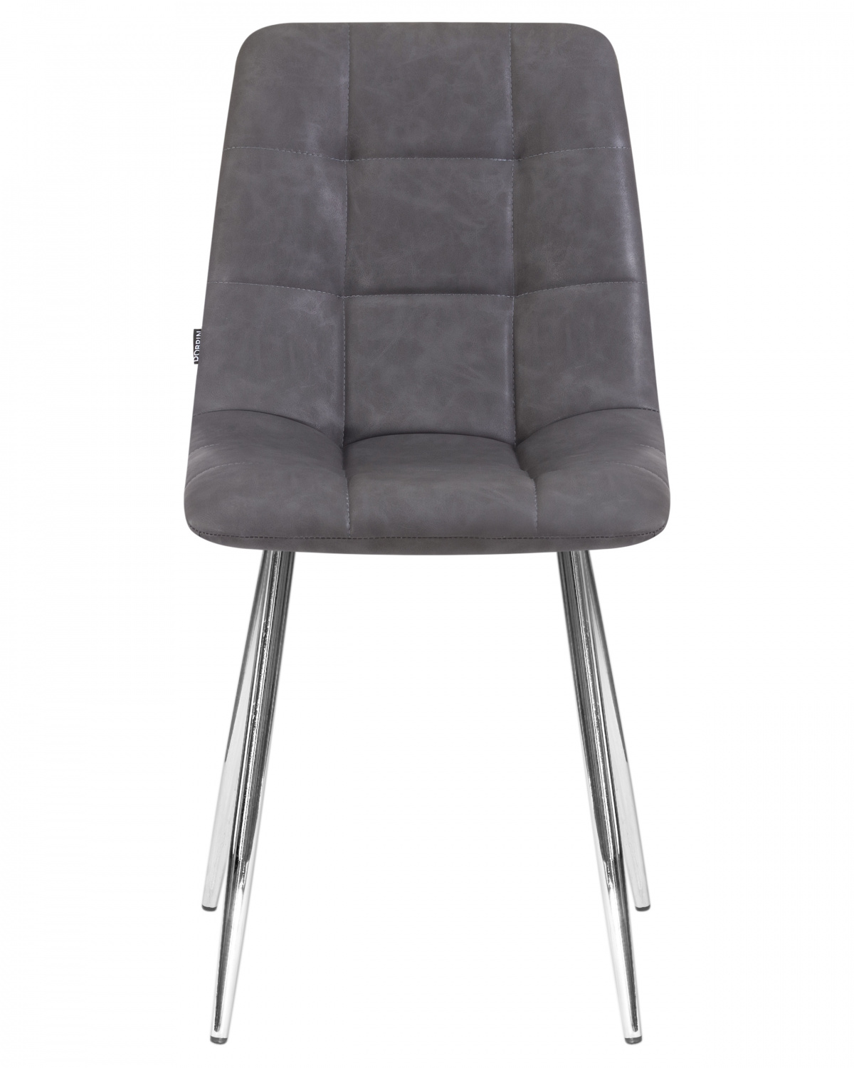Стул обеденный DOBRIN ALEX, хром ножки, серая антрацитовая винтажная экокожа (RU-08)