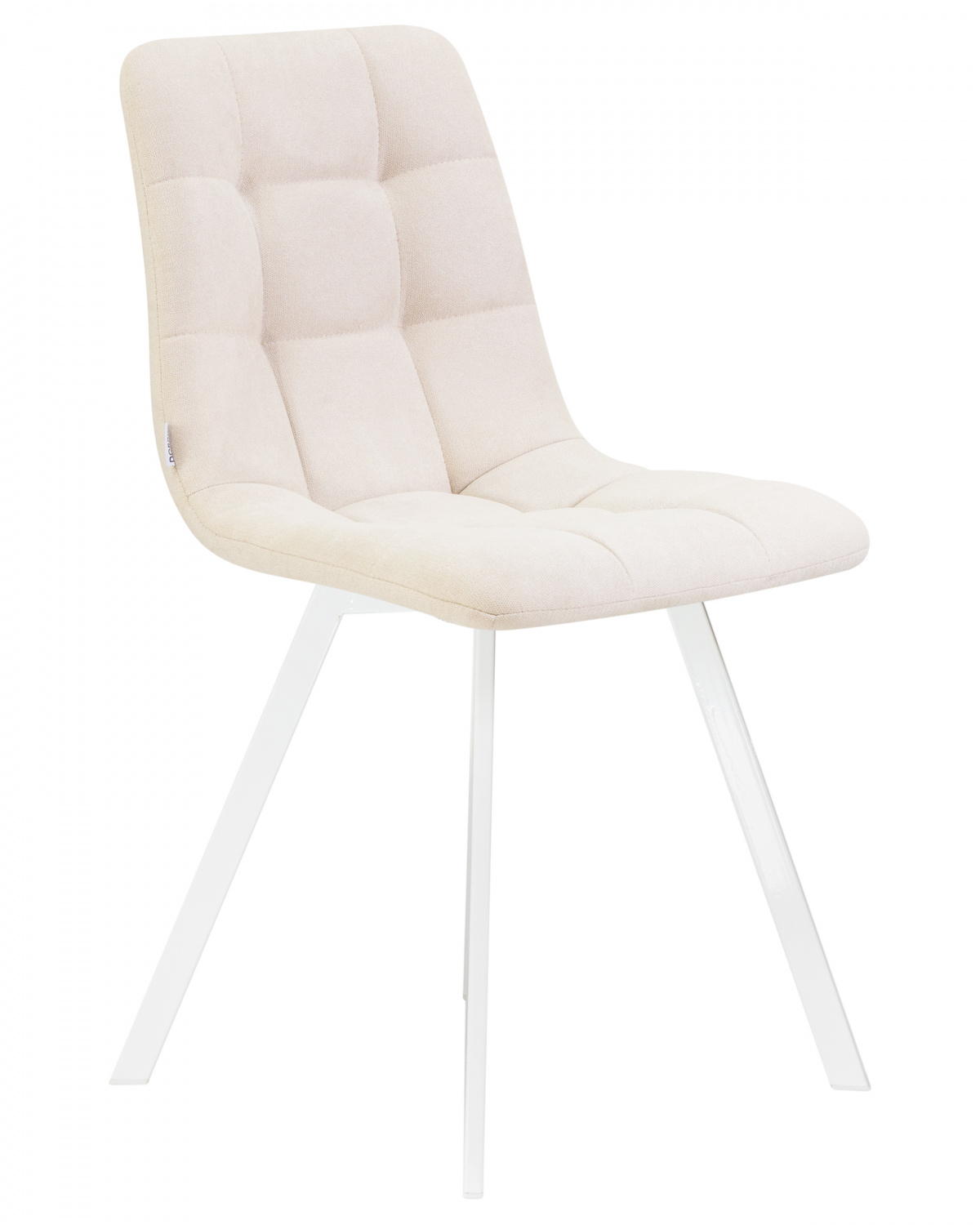 Стул обеденный DOBRIN ALEX SQUARE, белые ножки, кремовая ткань (UF860-01B)