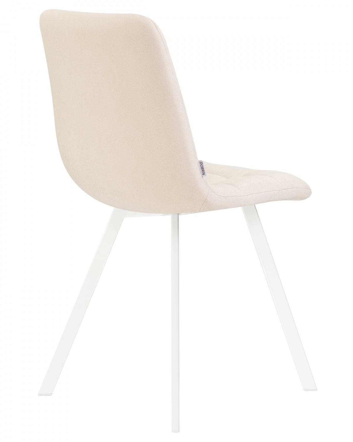 Стул обеденный DOBRIN ALEX SQUARE, белые ножки, кремовая ткань (UF860-01B)