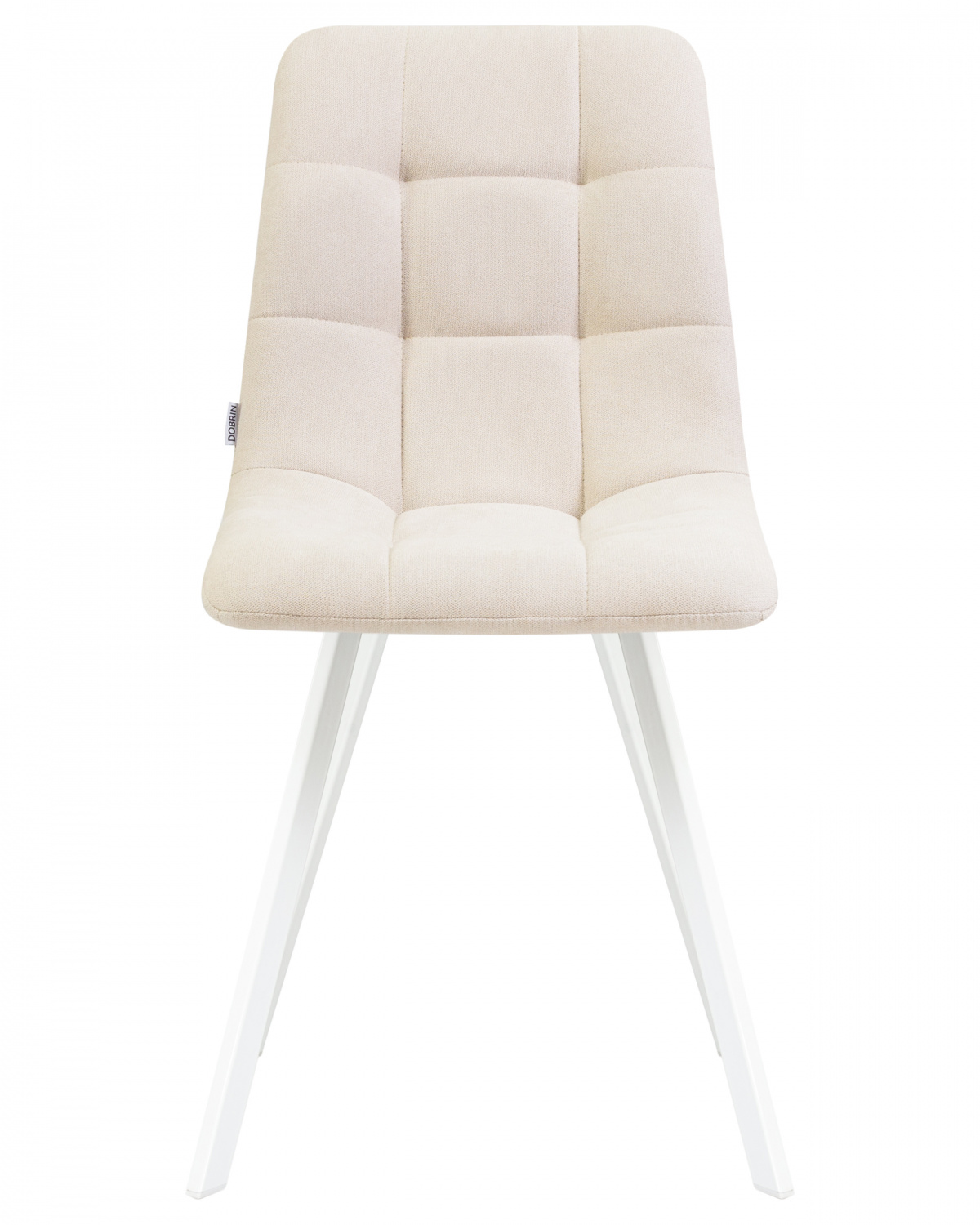 Стул обеденный DOBRIN ALEX SQUARE, белые ножки, кремовая ткань (UF860-01B)