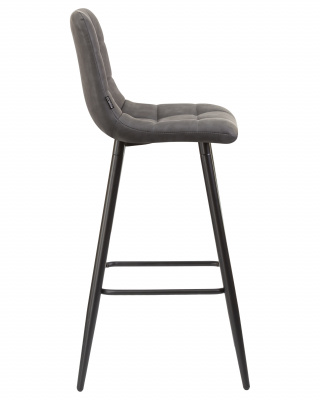 Стул барный DOBRIN NICOLE, черные матовые ножки, серая антрацитовая винтажная экокожа (RU-08)
