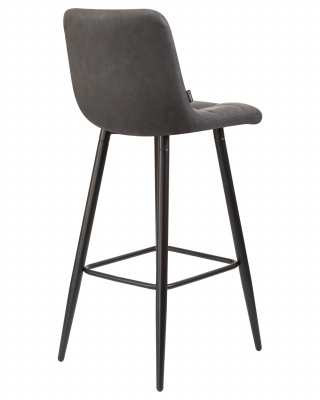 Стул барный DOBRIN NICOLE, черные матовые ножки, серая антрацитовая винтажная экокожа (RU-08)