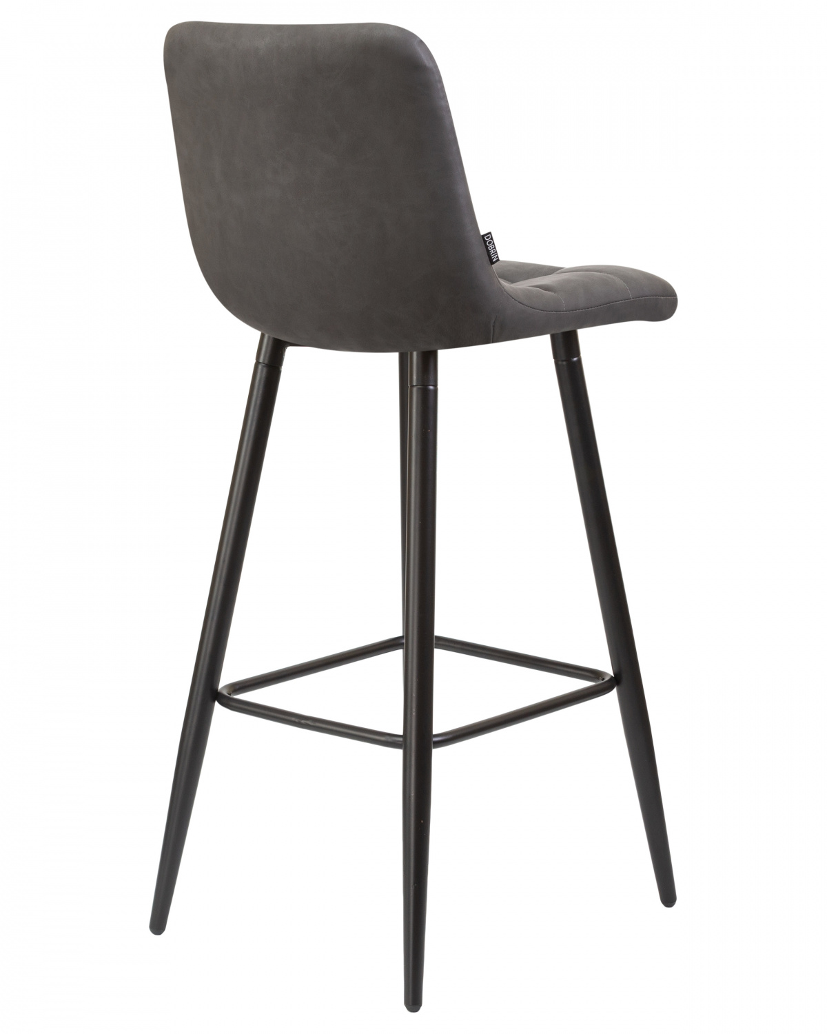 Стул барный DOBRIN NICOLE, черные матовые ножки, серая антрацитовая винтажная экокожа (RU-08)