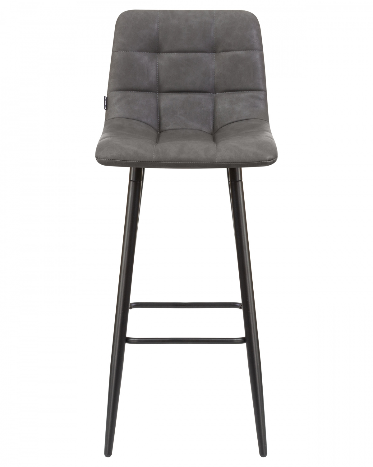 Стул барный DOBRIN NICOLE, черные матовые ножки, серая антрацитовая винтажная экокожа (RU-08)