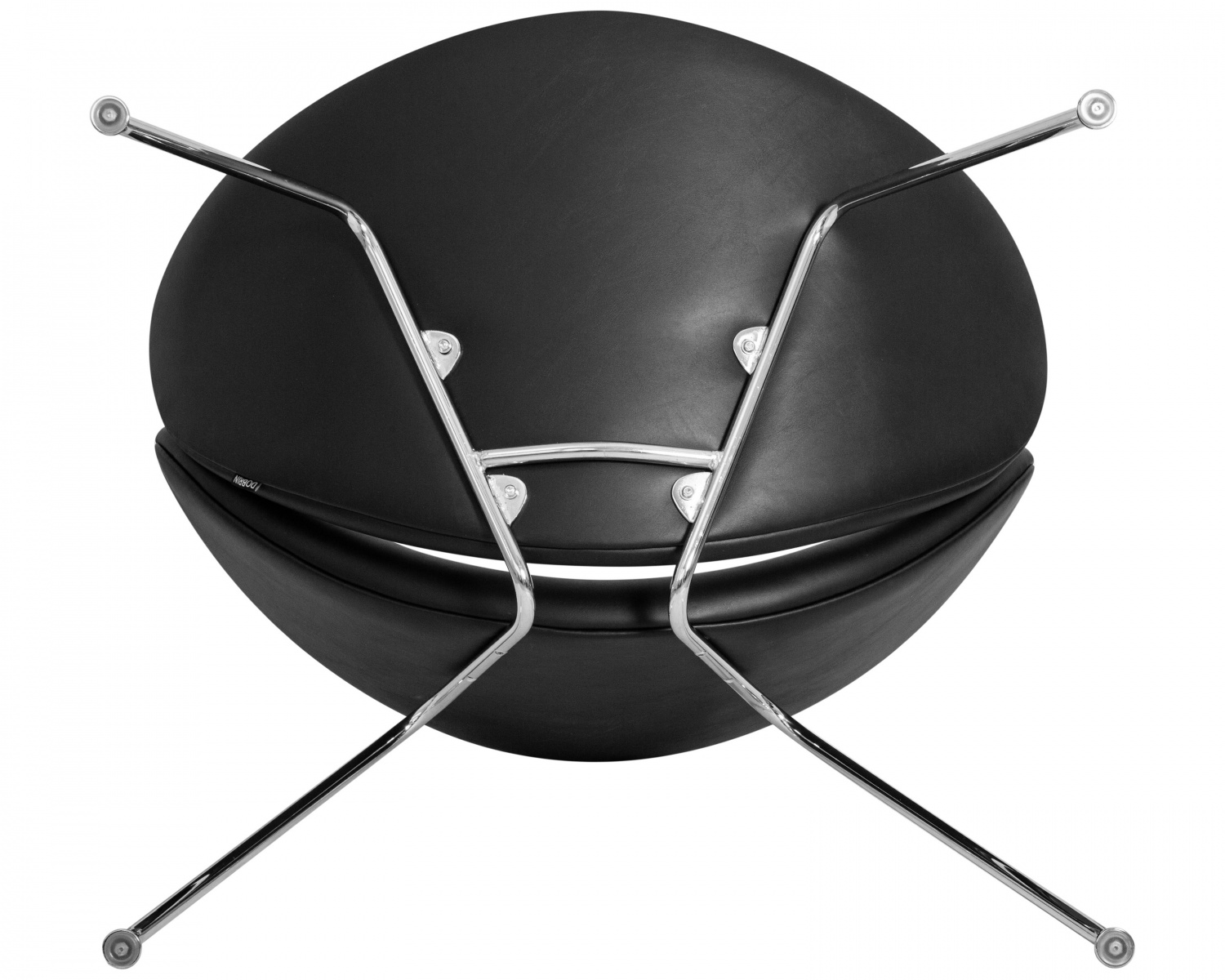 Кресло дизайнерское DOBRIN EMILY, черный винил YP16, хромированная сталь