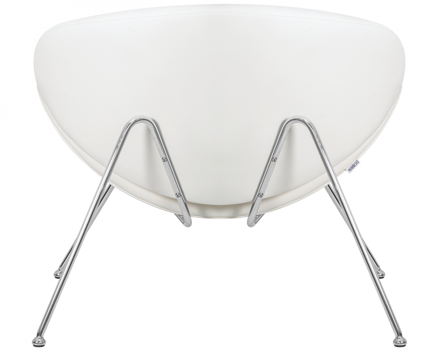 Кресло дизайнерское DOBRIN EMILY, белый винил YP17, хромированная сталь