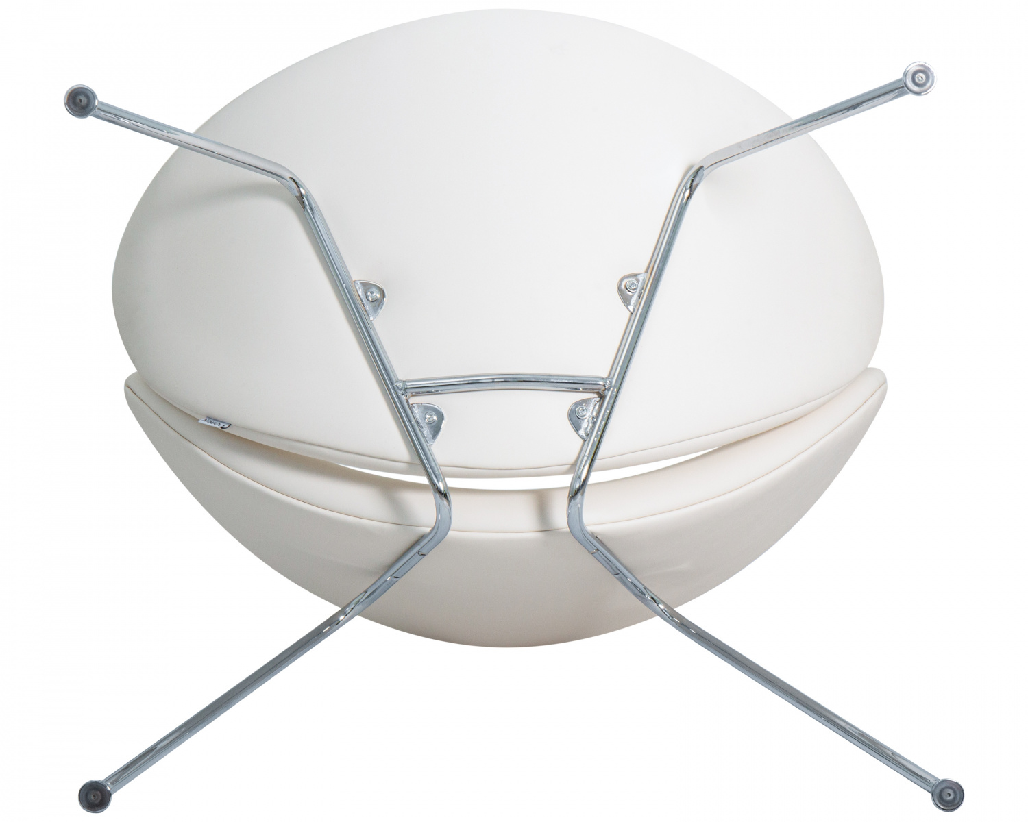 Кресло дизайнерское DOBRIN EMILY, белый винил YP17, хромированная сталь