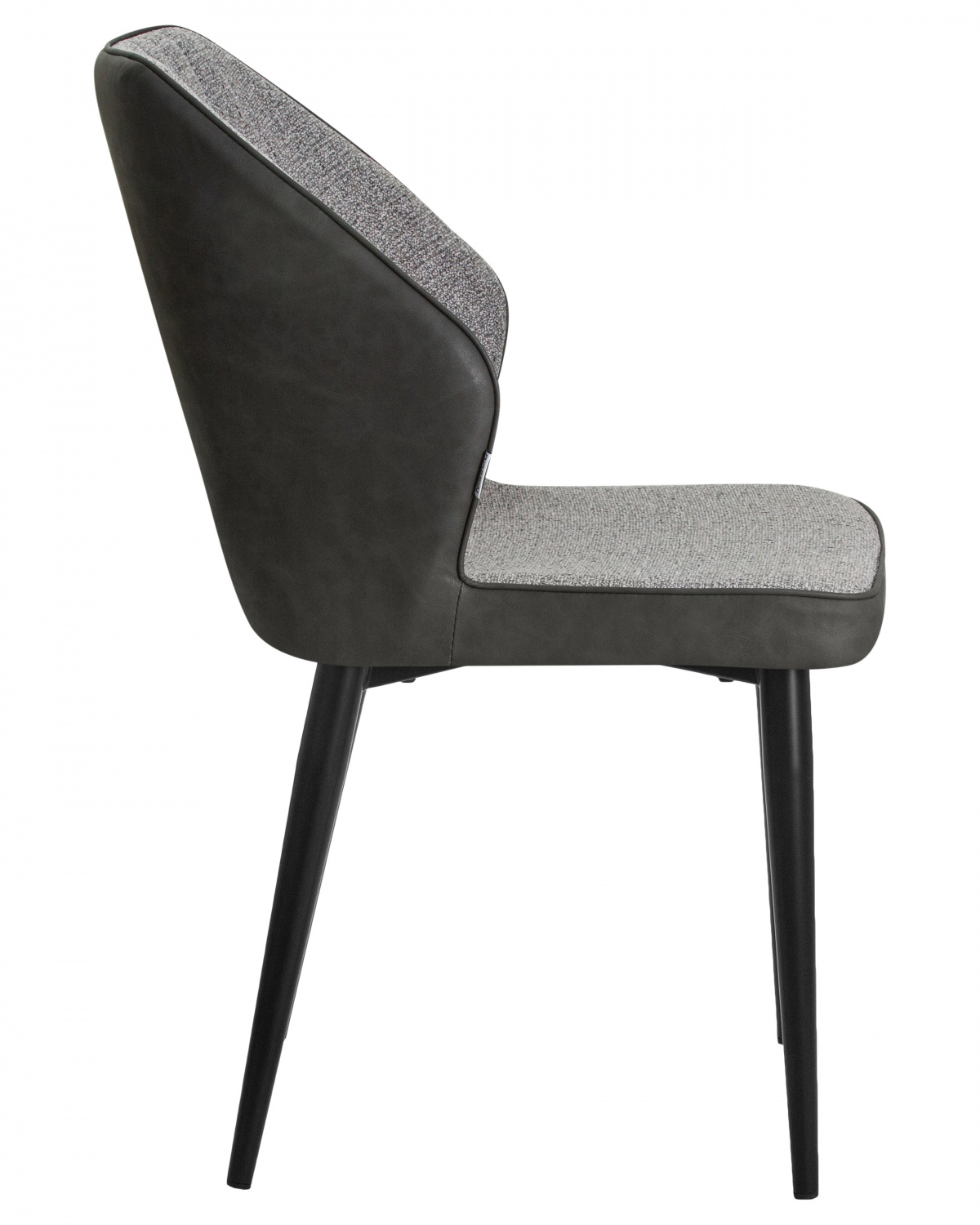 Стул обеденный DOBRIN KEVIN, черные матовые ножки, Сиденье серая ткань FC-09, Спинка антрацит кожзам RU-08