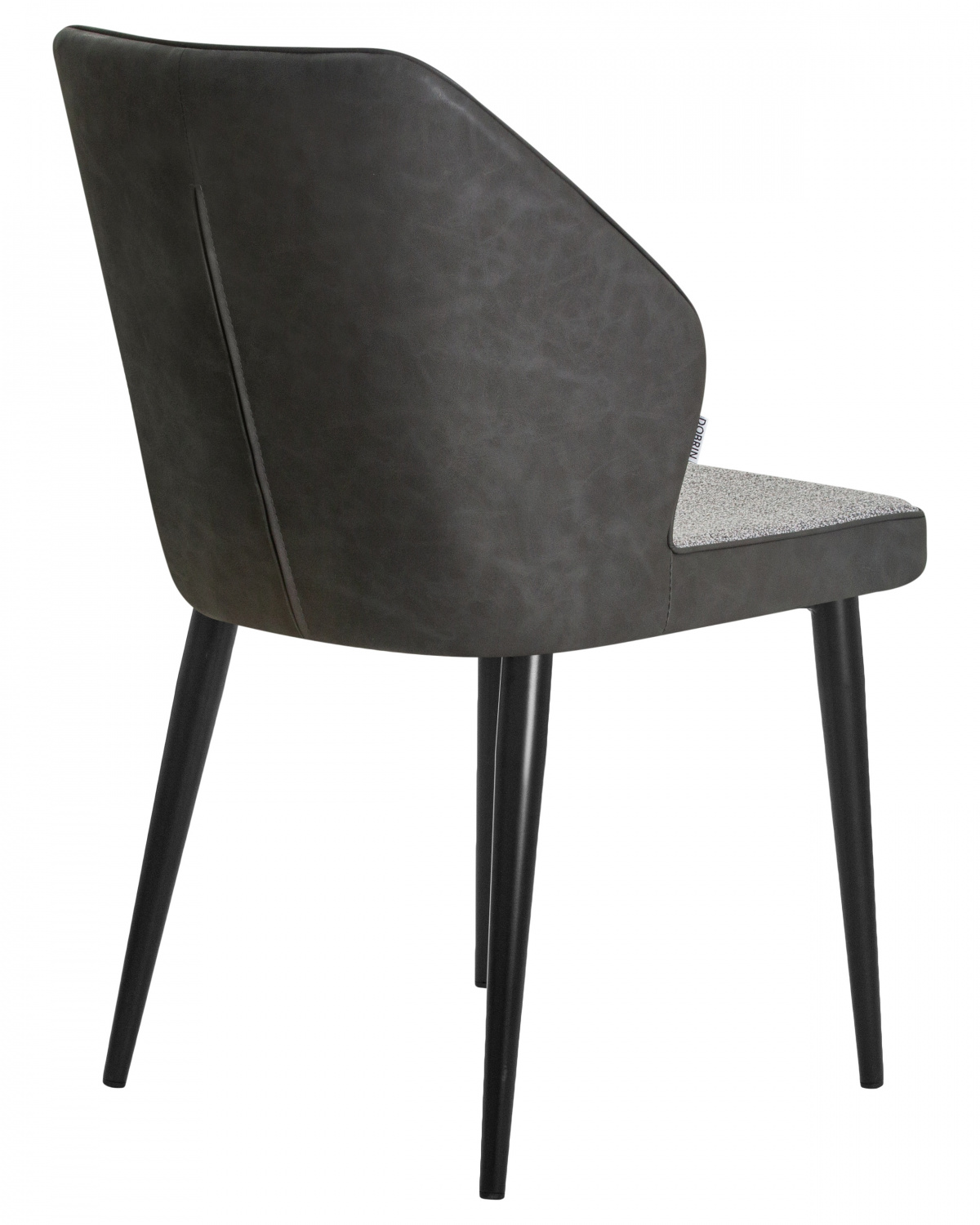 Стул обеденный DOBRIN KEVIN, черные матовые ножки, Сиденье серая ткань FC-09, Спинка антрацит кожзам RU-08