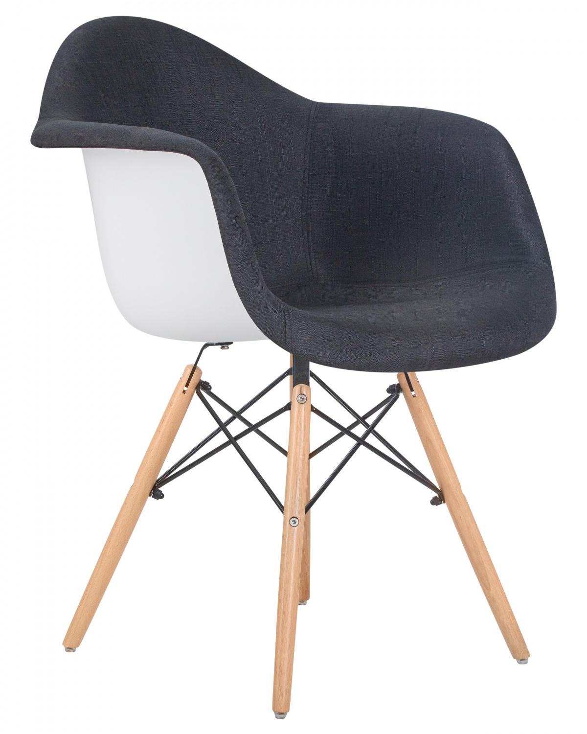 Стул обеденный DOBRIN DAW ROSS, ножки светлый бук, сиденье 012 белый пластик, чёрная ткань