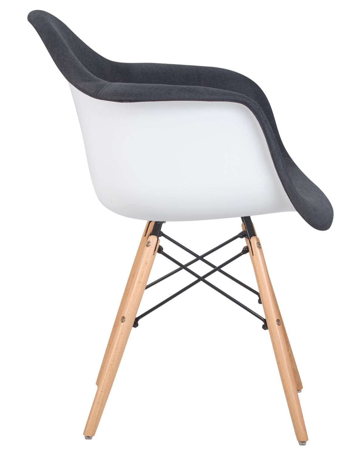 Стул обеденный DOBRIN DAW ROSS, ножки светлый бук, сиденье 012 белый пластик, чёрная ткань