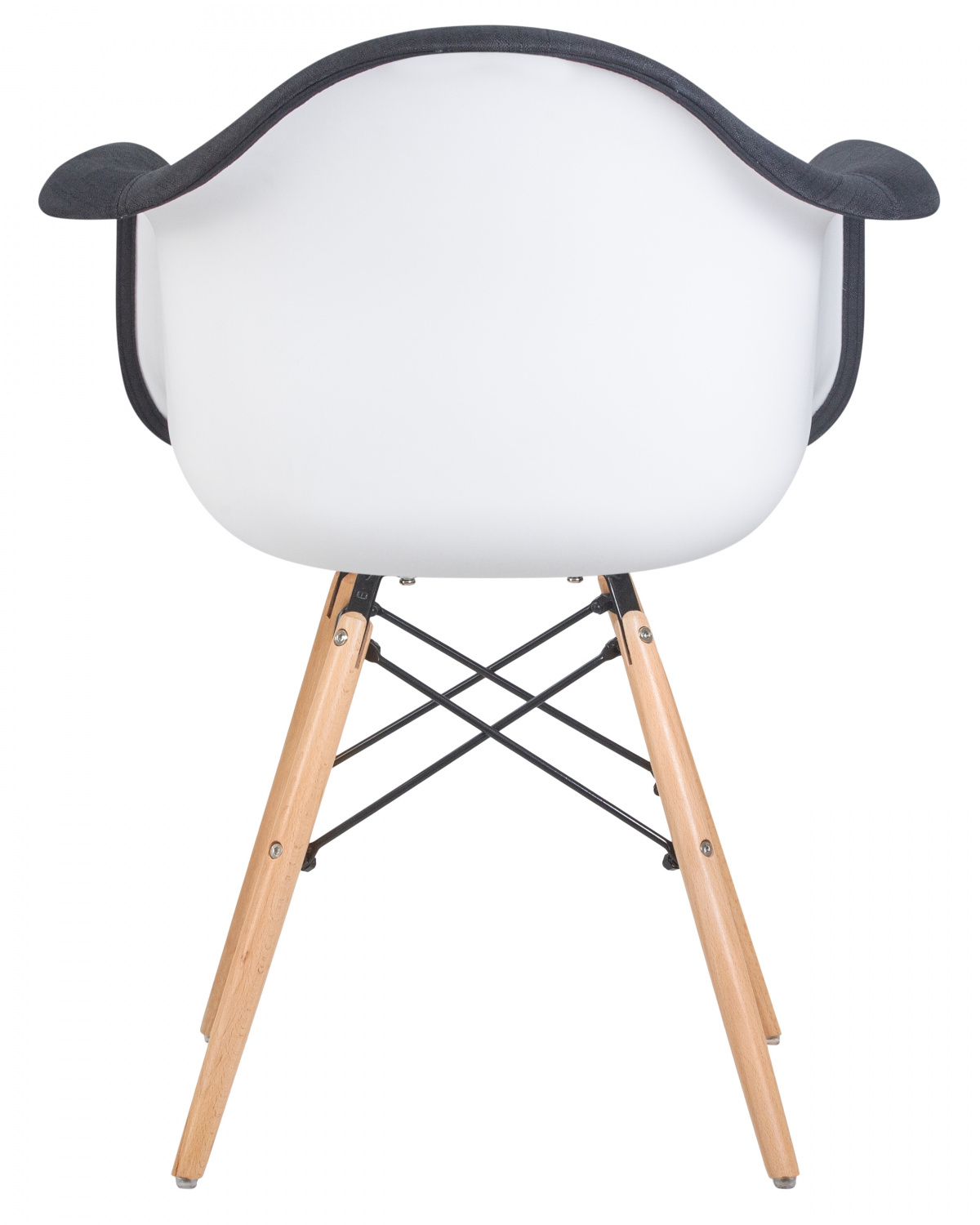 Стул обеденный DOBRIN DAW ROSS, ножки светлый бук, сиденье 012 белый пластик, чёрная ткань