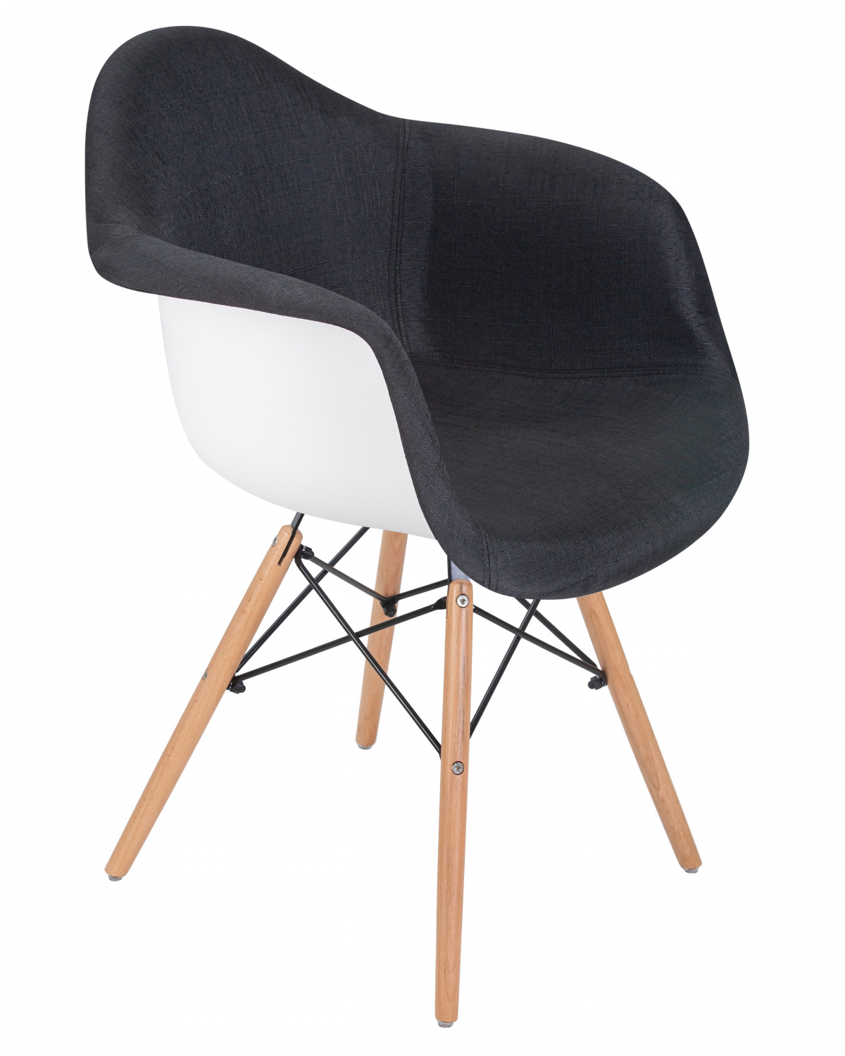 Стул обеденный DOBRIN DAW ROSS, ножки светлый бук, сиденье 012 белый пластик, чёрная ткань