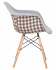 Стул обеденный DOBRIN DAW MONICA, ножки светлый бук, сиденье 009 коричневая клетка, бежевая ткань
