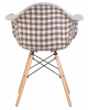 Стул обеденный DOBRIN DAW MONICA, ножки светлый бук, сиденье 009 коричневая клетка, бежевая ткань
