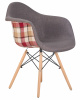 Стул обеденный DOBRIN DAW THOMAS, ножки светлый бук, сиденье 010 яркая клетка, серая ткань