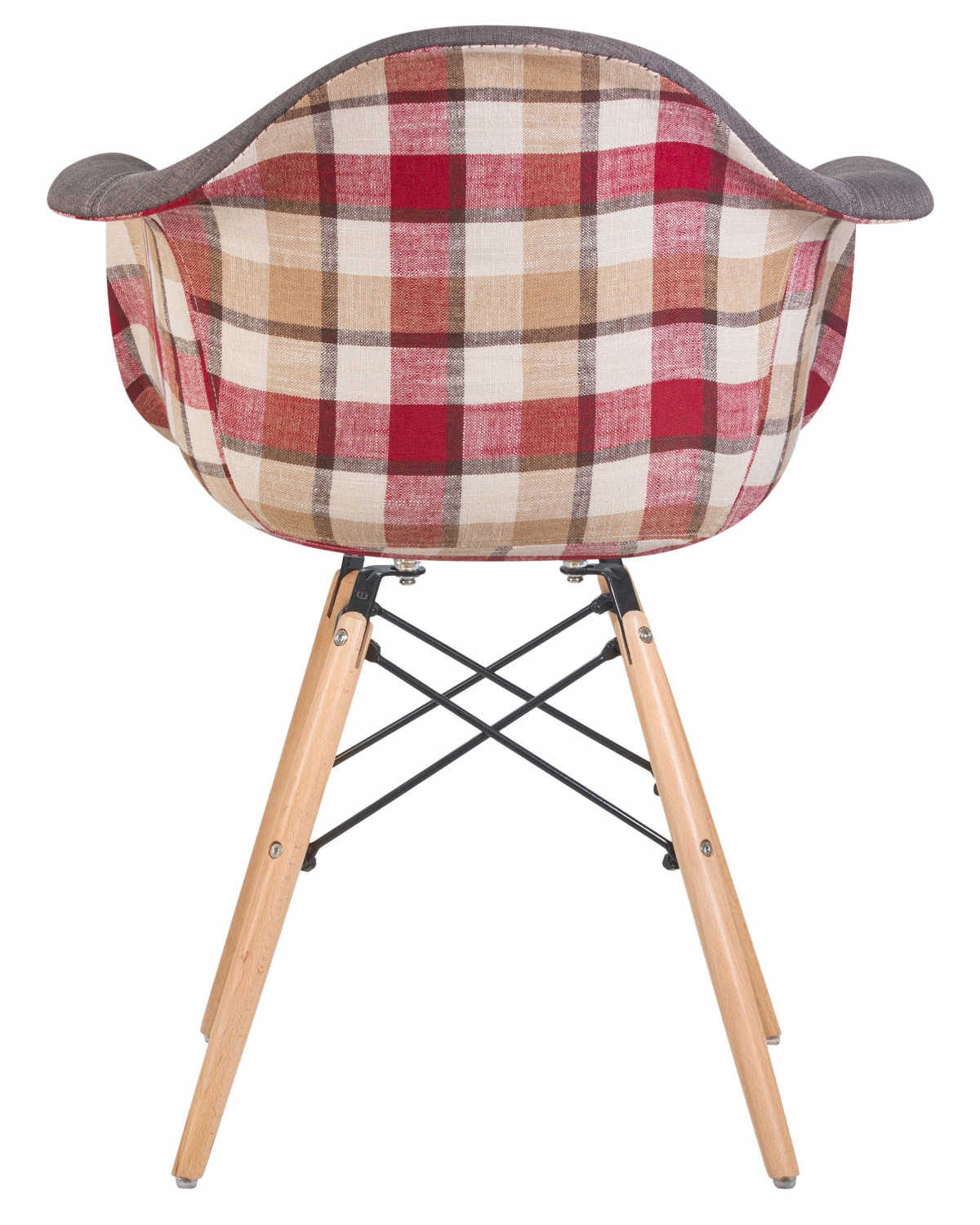 Стул обеденный DOBRIN DAW THOMAS, ножки светлый бук, сиденье 010 яркая клетка, серая ткань