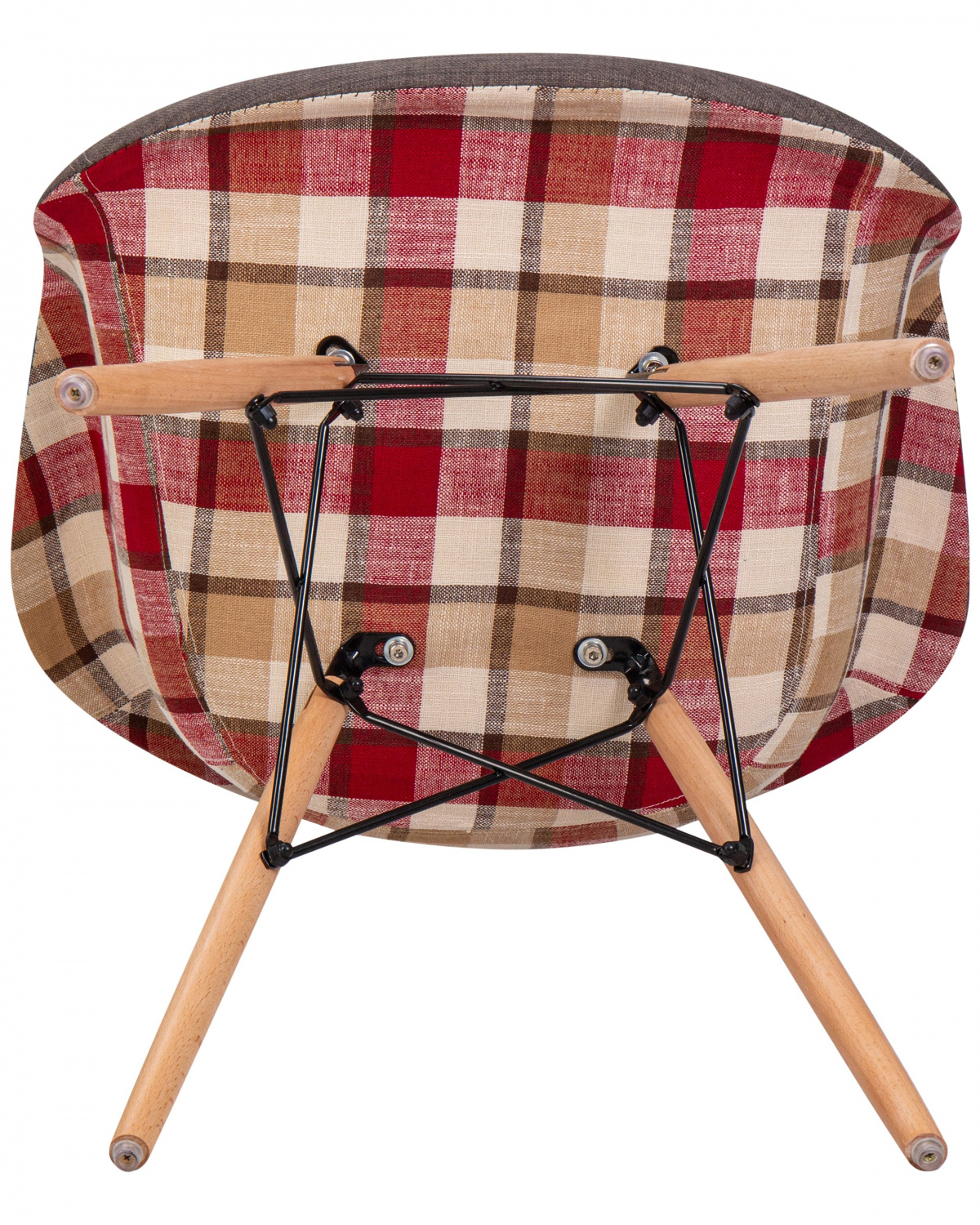 Стул обеденный DOBRIN DAW THOMAS, ножки светлый бук, сиденье 010 яркая клетка, серая ткань