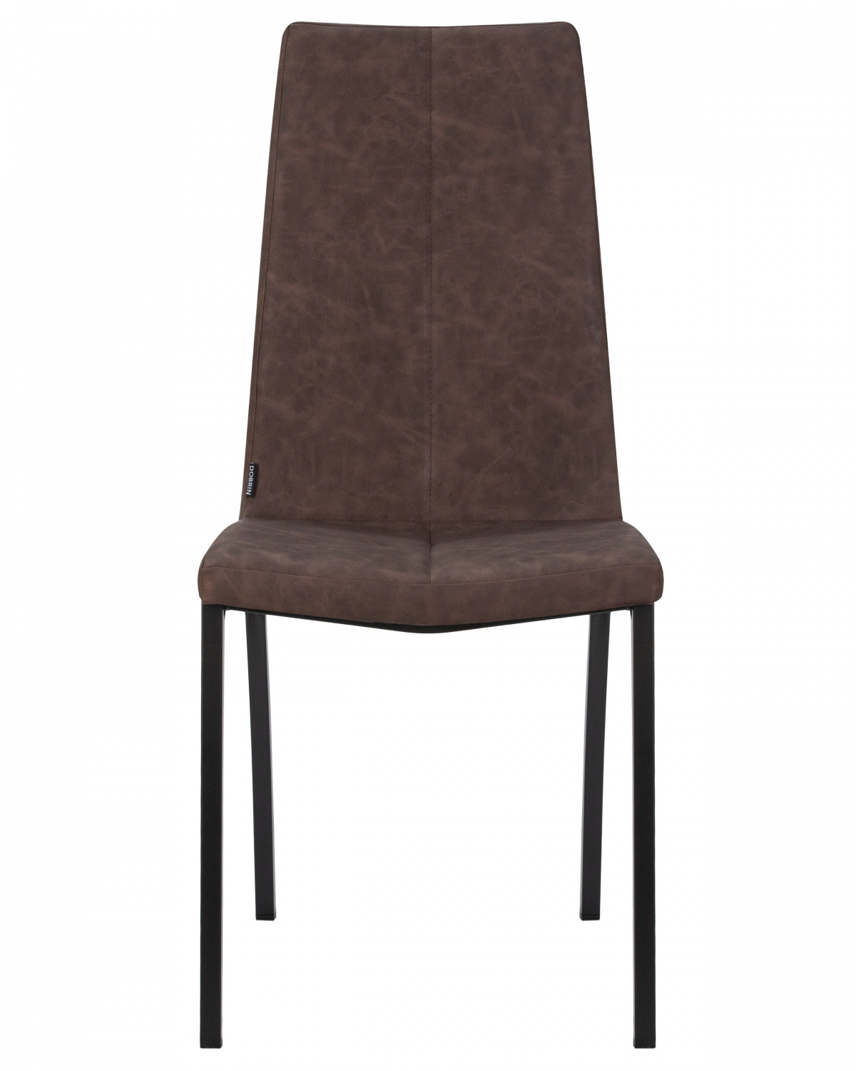 Стул обеденный DOBRIN MARK, черные ножки, коричневая винтажная экокожа (RU-05)