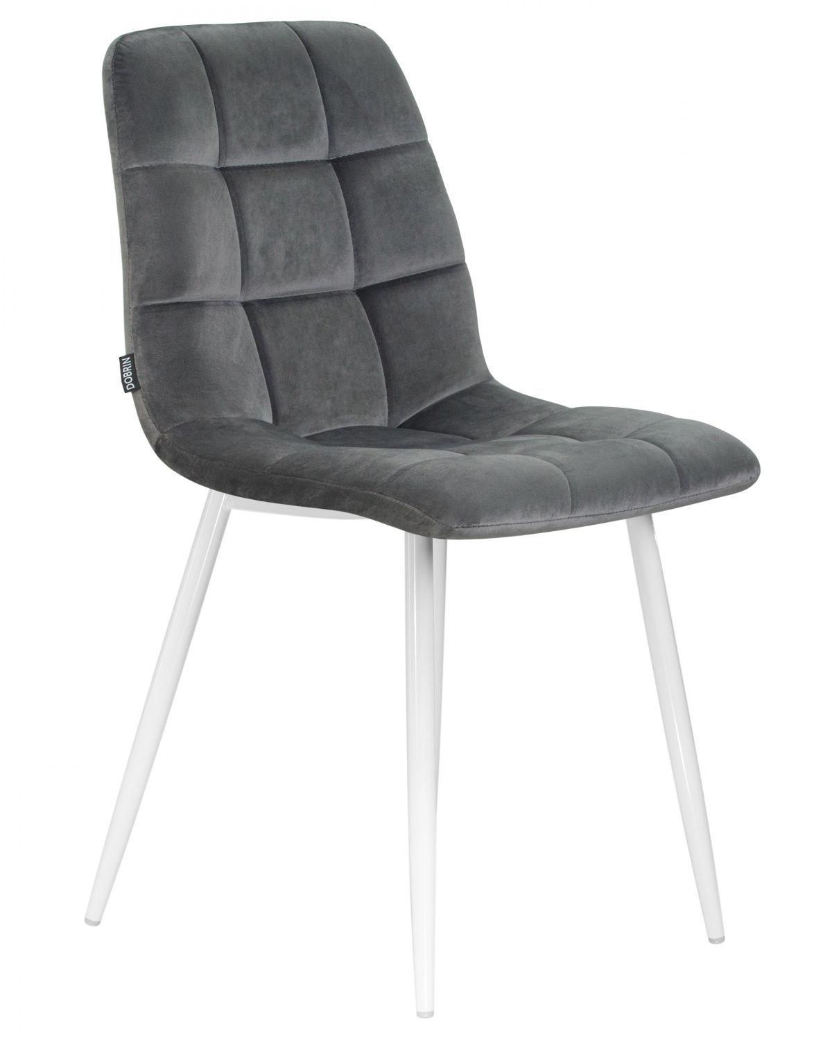 Стул обеденный DOBRIN ALEX, белые ножки, темно-серый велюр V108-91