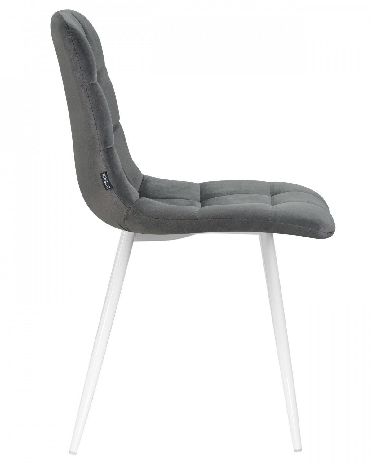 Стул обеденный DOBRIN ALEX, белые ножки, темно-серый велюр V108-91