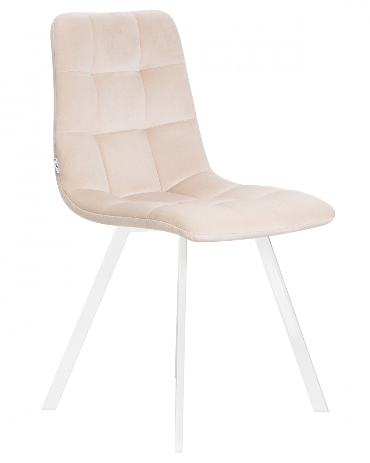 Стул обеденный DOBRIN ALEX SQUARE, белые ножки, кремовый велюр (V108-113)