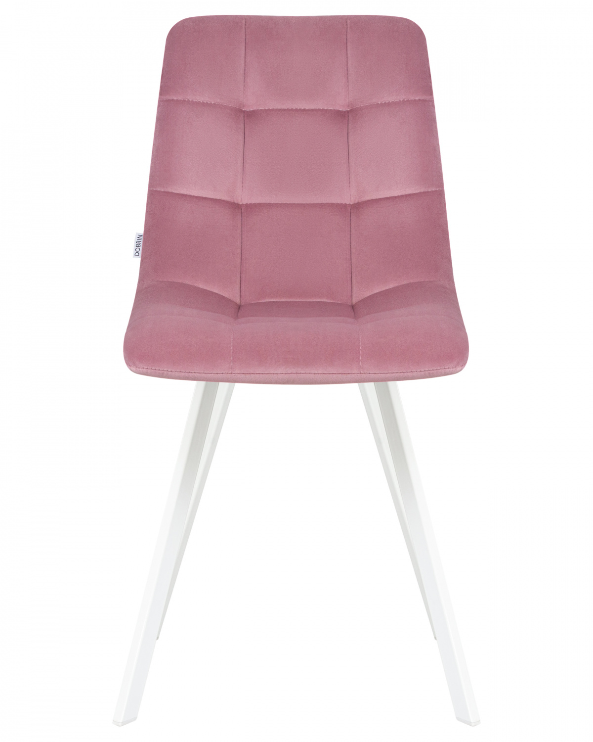 Стул обеденный DOBRIN ALEX SQUARE, белые ножки, розовый велюр (V108-15)