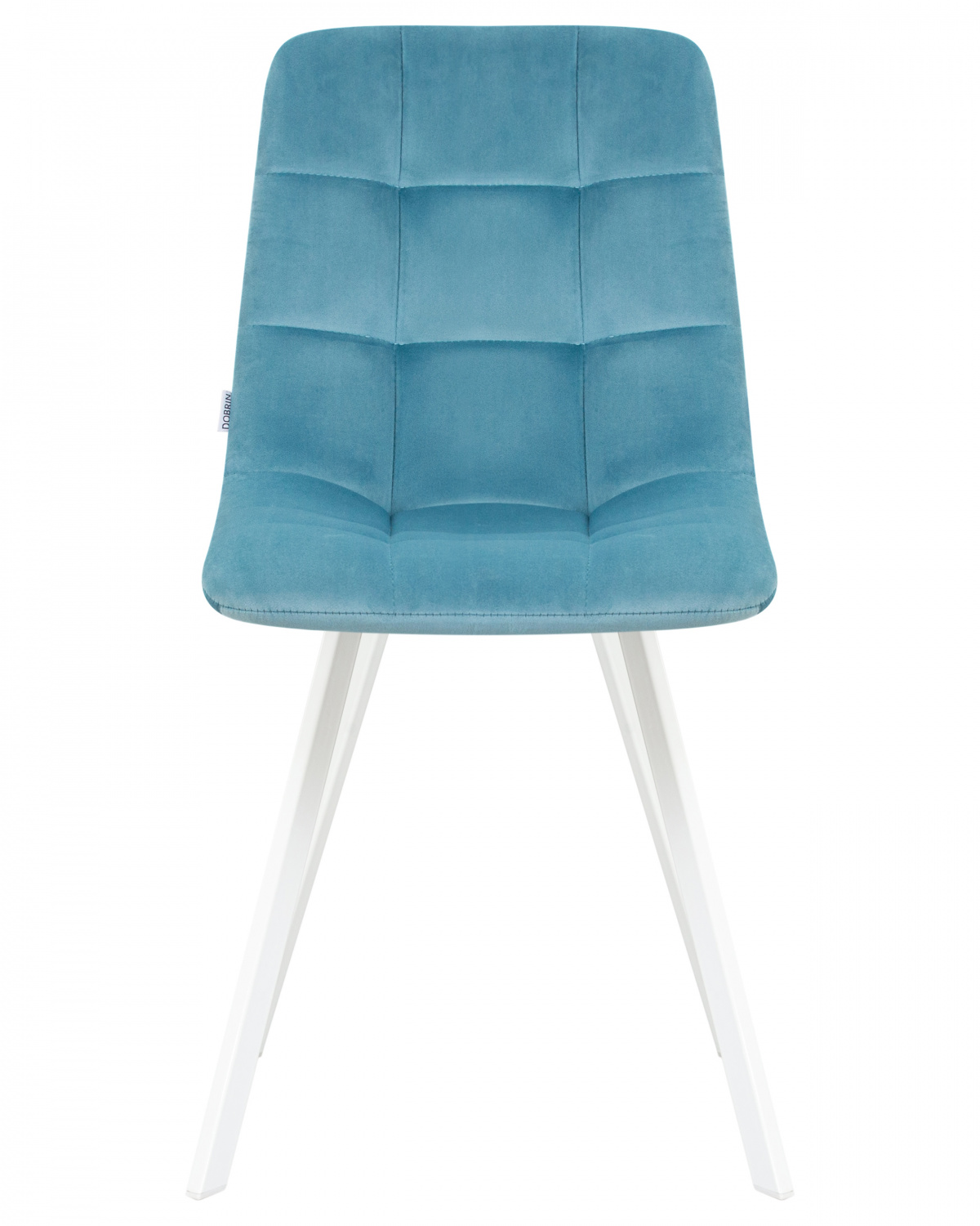 Стул обеденный DOBRIN ALEX SQUARE, белые ножки, морской волны велюр (V108-57)