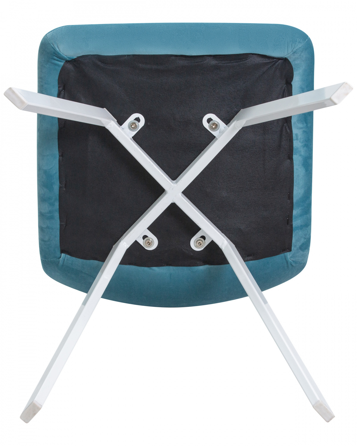 Стул обеденный DOBRIN ALEX SQUARE, белые ножки, морской волны велюр (V108-57)