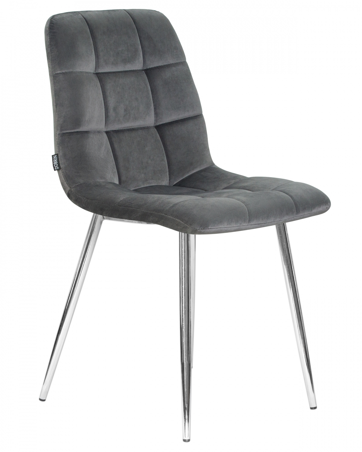 Стул обеденный DOBRIN ALEX, хром ножки, темно-серый велюр (V108-91)
