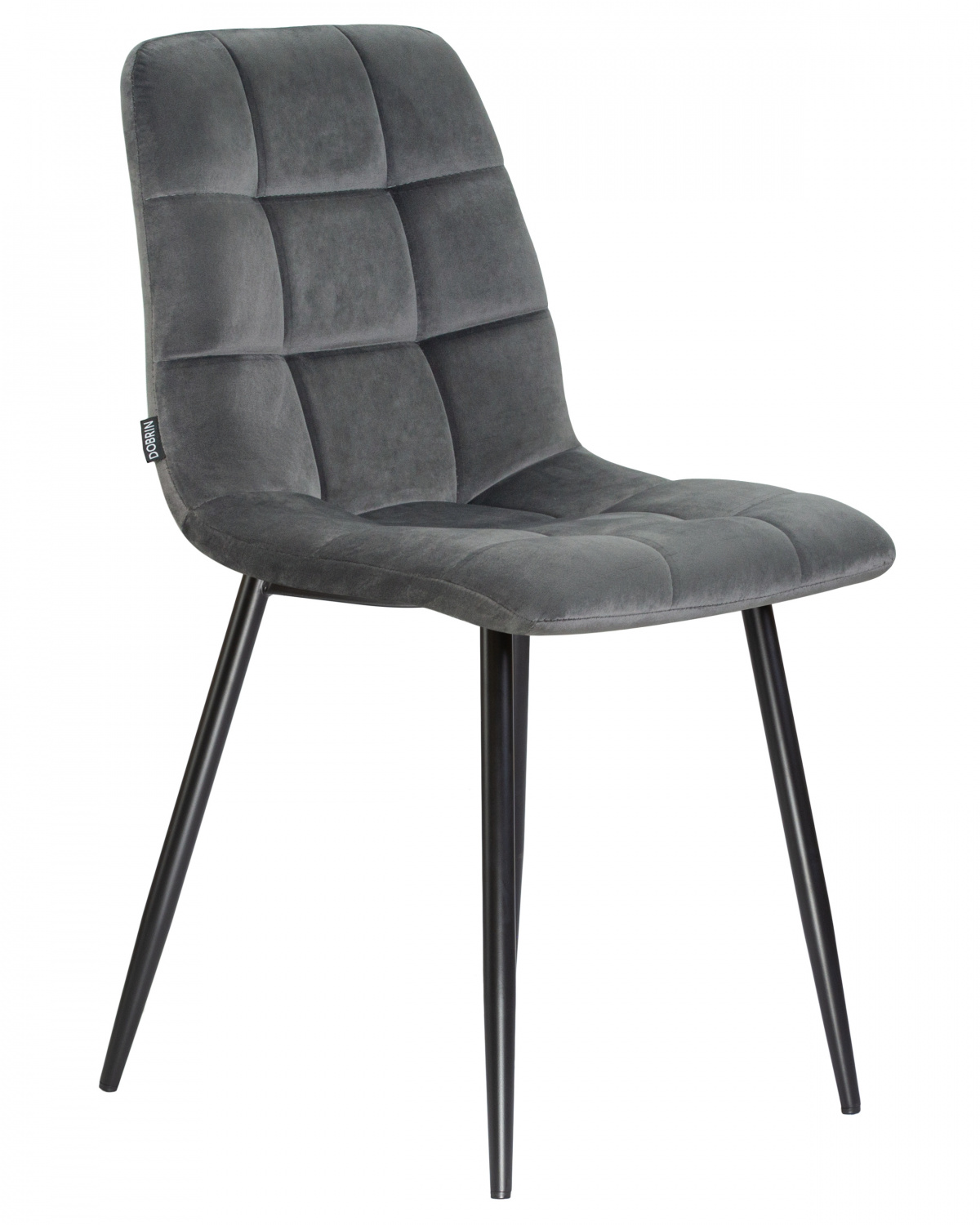 Стул обеденный DOBRIN ALEX, черные матовые ножки, темно-серый велюр (V108-91)