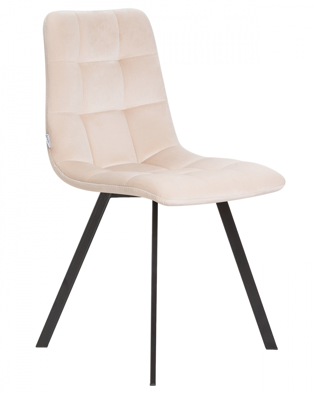 Стул обеденный DOBRIN ALEX SQUARE, черные матовые ножки, кремовый велюр (V108-113)