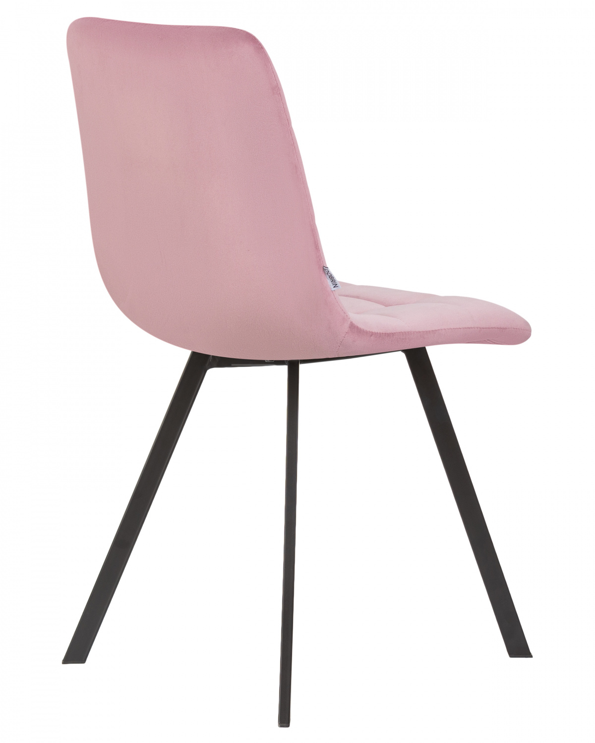 Стул обеденный DOBRIN ALEX SQUARE, черные матовые ножки, розовый велюр (V108-15)