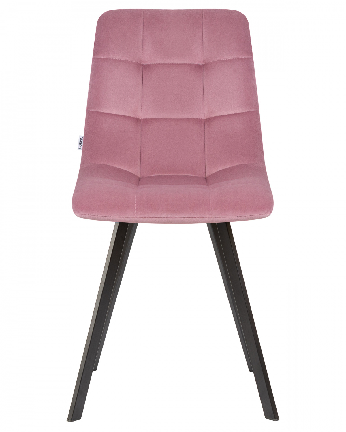 Стул обеденный DOBRIN ALEX SQUARE, черные матовые ножки, розовый велюр (V108-15)