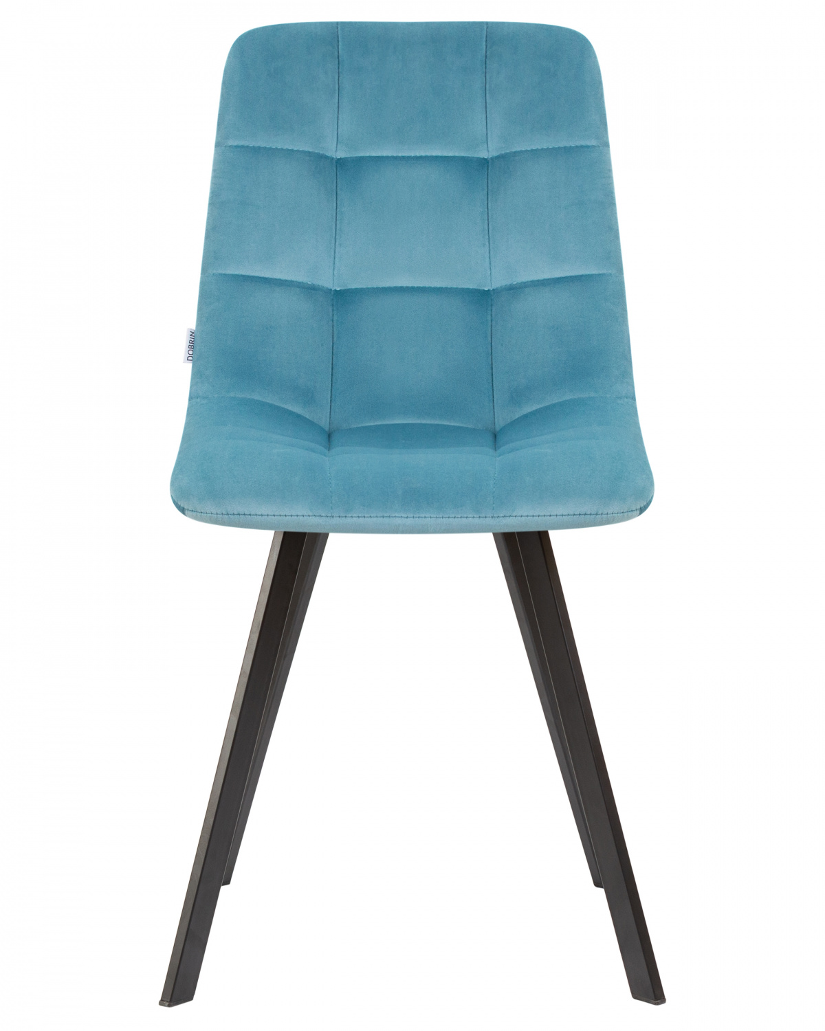 Стул обеденный DOBRIN ALEX SQUARE, черные матовые ножки, морской волны велюр (V108-57)