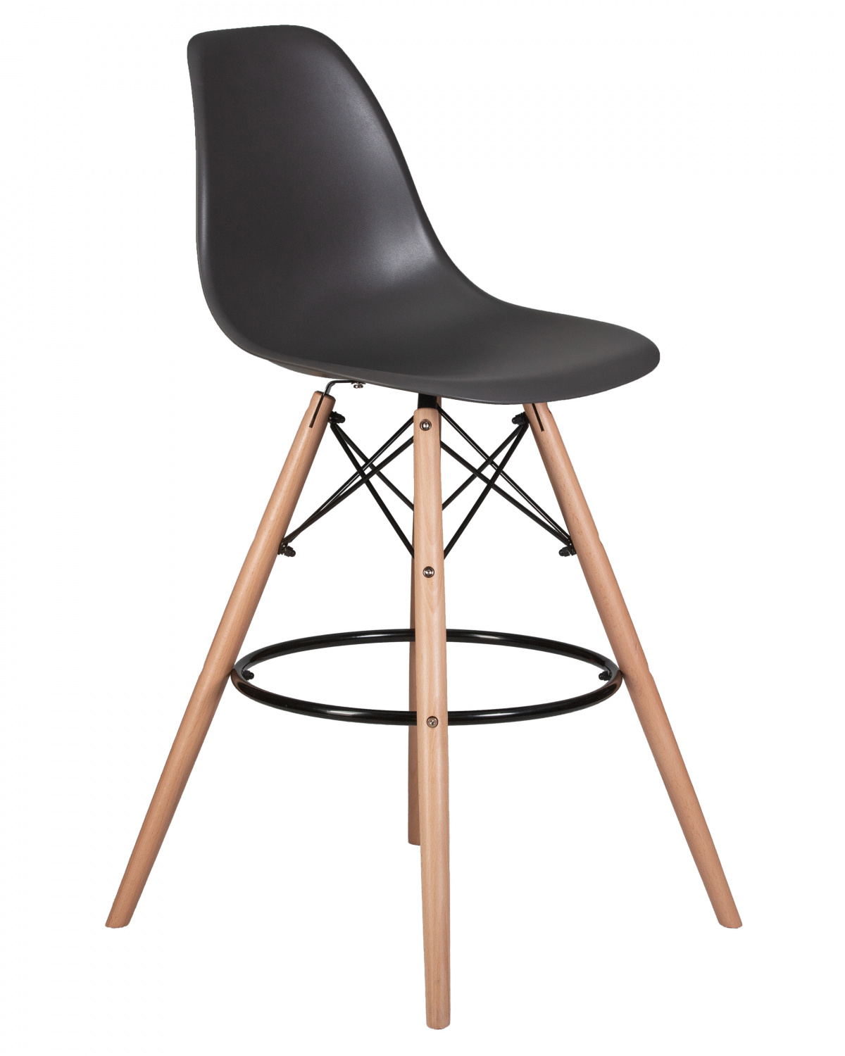 Стул барный DOBRIN DSW BAR, ножки светлый бук, цвет тёмно-серый (GR-04)