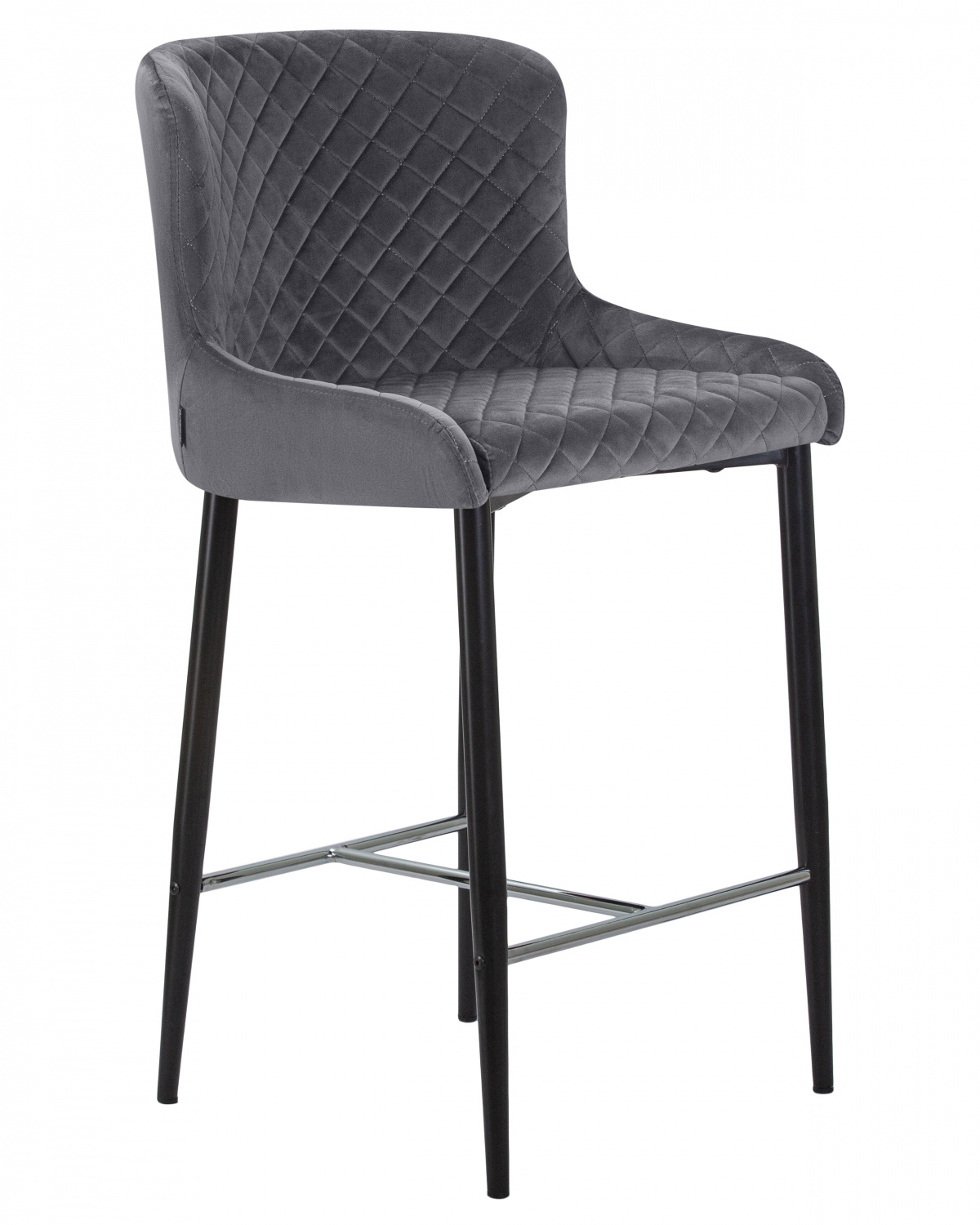 Стул полубарный DOBRIN CHRISTIAN'65, черные ножки, темно-серый велюр (V108-91)