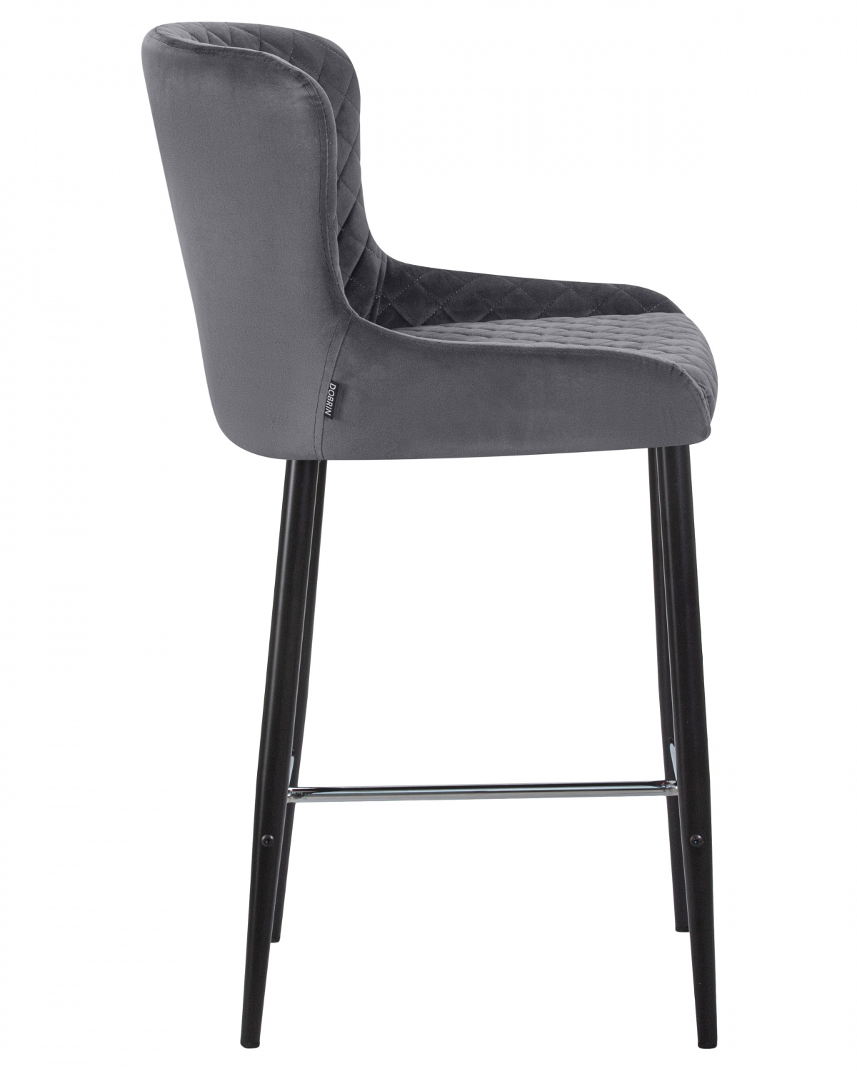 Стул полубарный DOBRIN CHRISTIAN'65, черные ножки, темно-серый велюр (V108-91)