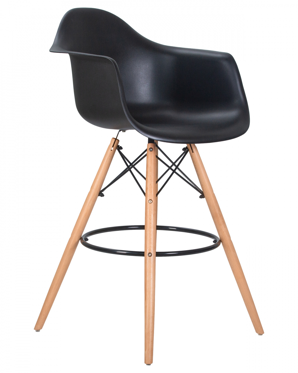 Стул барный DOBRIN DAW BAR, ножки светлый бук, цвет черный